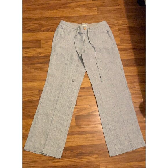 Banana Republic Pants - Banana Republic Women’s Pants Size 6 Blue White Pinstripe 100% Linen Wide Leg Dr